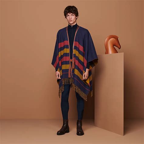 hermes fringed poncho terra cotta gold cream|Rocabar poncho .